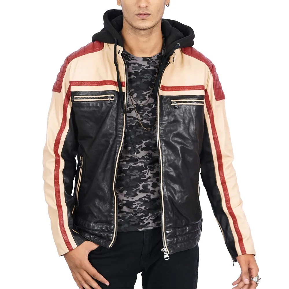 Top Damian Multi Colour Biker Leather Jacket