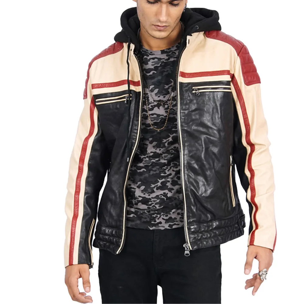 Top Damian Multi Colour Biker Leather Jacket