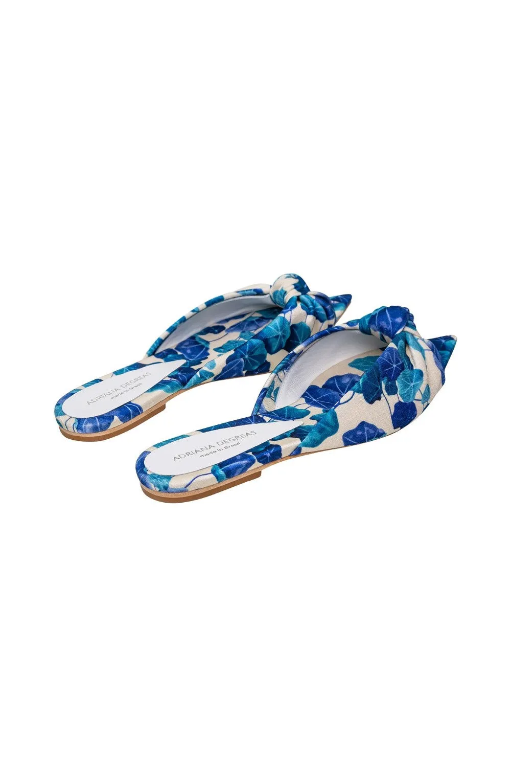 Turquoise Flower Flat Sandals With Knot Detail