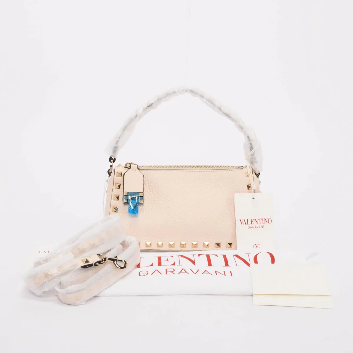 Valentino Light Ivory Grainy Calfskin Small Cross Body Bag