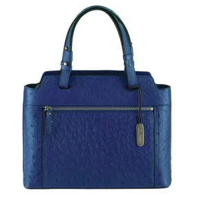 Via Veneta Faith Ostrich Leather Medium Structured Handbag | Mod Blue