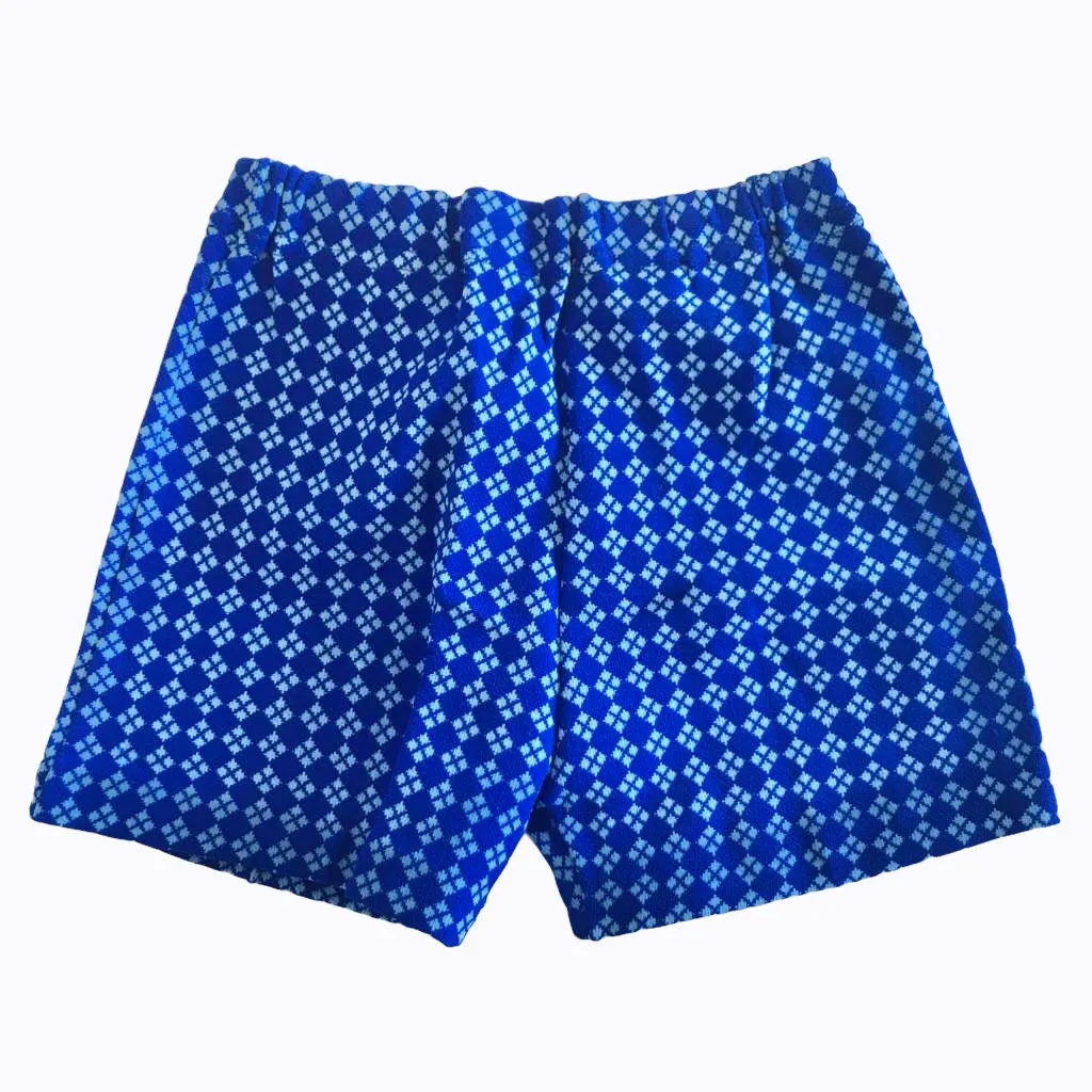 Vintage 1960s Printed Blue Nylon Shorts 2-3Y