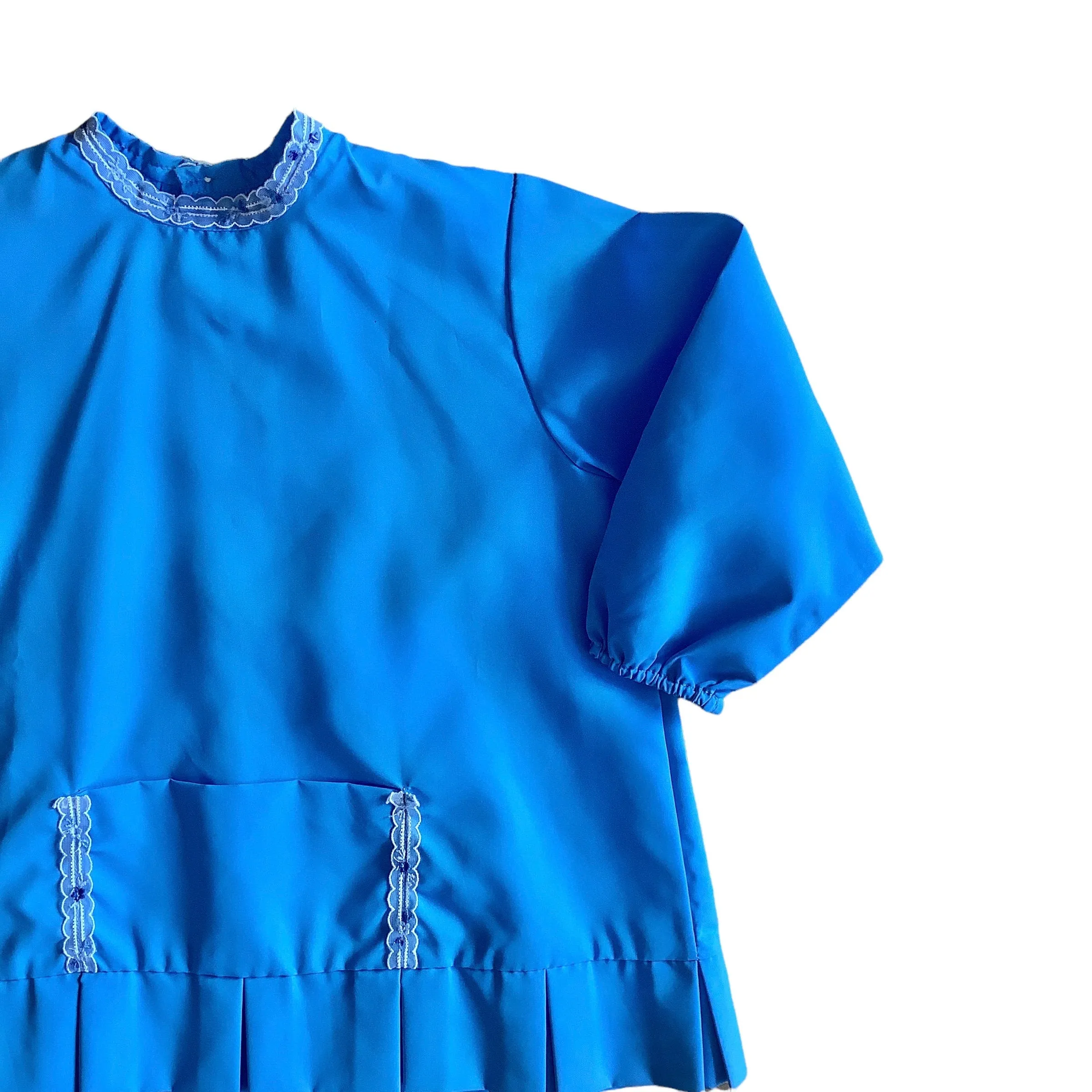 Vintage 60's Blue Nylon Dress/Blouse /Apron   18-24 Months