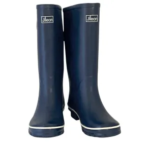 Wide Calf Wellies - Navy with Reflective Strip on Rear - Wide in Foot & Ankle