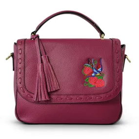 YAMBA - Addison Road  - Magenta Pebbled Leather Structured Bag