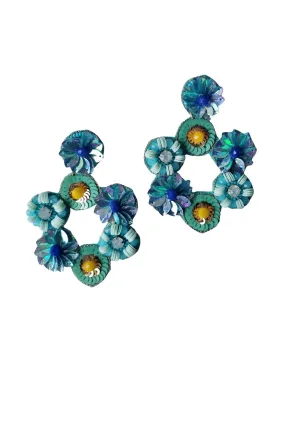 ZODA IRIS BEADED EARRINGS BLUE GREEN